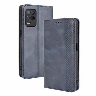 For OPPO Realme 9 5G India / V13 5G / 8 5G Magnetic Buckle Retro Texture Leather Phone Case(Blue)