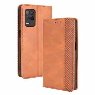 For OPPO Realme 9 5G India / V13 5G / 8 5G Magnetic Buckle Retro Texture Leather Phone Case(Brown)