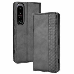 For Sony Xperia 1 IV Magnetic Buckle Retro Texture Leather Phone Case(Black)