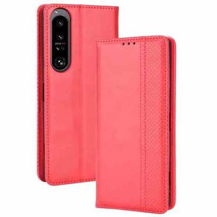 For Sony Xperia 1 IV Magnetic Buckle Retro Texture Leather Phone Case(Red)