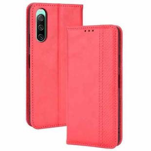 For Sony Xperia 10 IV Magnetic Buckle Retro Texture Leather Phone Case(Red)