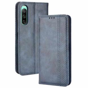 For Sony Xperia 10 IV Magnetic Buckle Retro Texture Leather Phone Case(Blue)