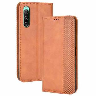 For Sony Xperia 10 IV Magnetic Buckle Retro Texture Leather Phone Case(Brown)
