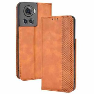 For OnePlus Ace 5G / 10R Magnetic Buckle Retro Texture Leather Phone Case(Brown)