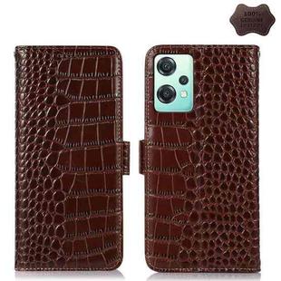 For OnePlus Nord CE 2 Lite 5G Crocodile Top Layer Cowhide Leather Phone Case(Brown)