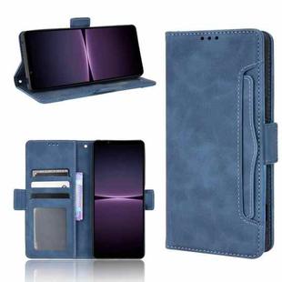 For Sony Xperia 1 IV Skin Feel Calf Texture Card Slots Leather Phone Case(Blue)