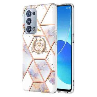 For OPPO Reno6 Pro+ 5G / Reno6 Pro Splicing Marble Flower Pattern TPU Ring Holder Case(Imperial Crown)