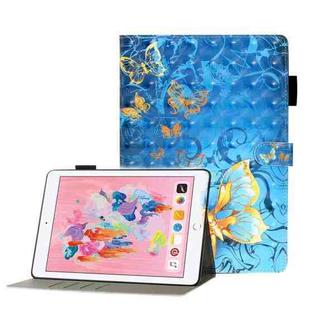 For iPad 10.2 2021 A2602 3D Embossing Pattern Leather Tablet Case(Blue Butterfly)