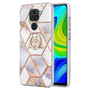 For Xiaomi Redmi Note 9 / 10X 4G Splicing Marble Flower Pattern TPU Ring Holder Case(Imperial Crown)