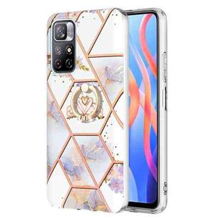 For Xiaomi Redmi Note 11 5G Chinese Splicing Marble Flower Pattern TPU Ring Holder Case(Imperial Crown)