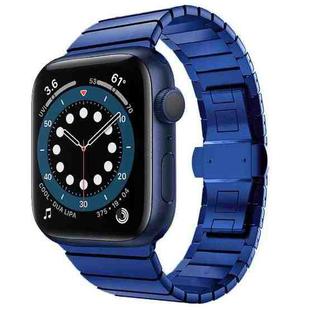 One-bead Steel Butterfly Buckle Watch Band For Apple Watch Series 9&8&7 41mm / SE 3&SE 2&6&SE&5&4 40mm / 3&2&1 38mm (Blue)