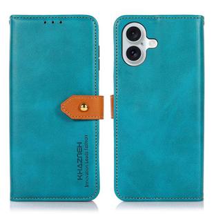 For iPhone 14 Max KHAZNEH Dual-color Cowhide Texture Flip Leather Phone Case(Blue)
