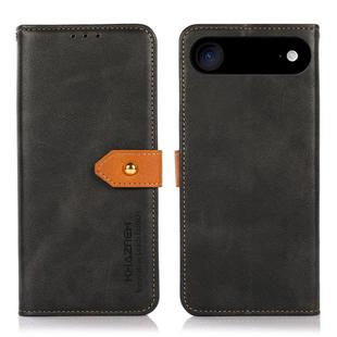 For iPhone 14 KHAZNEH Dual-color Cowhide Texture Flip Leather Phone Case(Black)