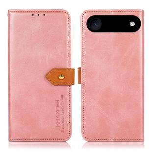 For iPhone 14 KHAZNEH Dual-color Cowhide Texture Flip Leather Phone Case(Rose Gold)