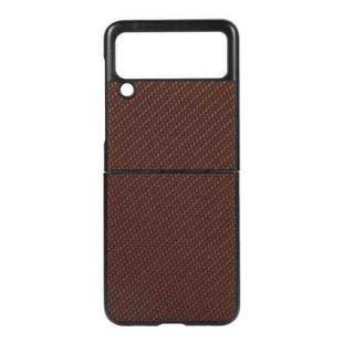 For Samsung Galaxy Z Flip3 5G Carbon Fiber Texture PU Leather Phone Case(Brown)