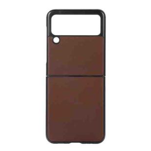 For Samsung Galaxy Z Flip3 5G Sheep Texture Genuine Leather Phone Case(Brown)