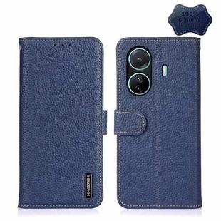 For vivo S15e KHAZNEH Litchi Genuine Leather Phone Case(Blue)