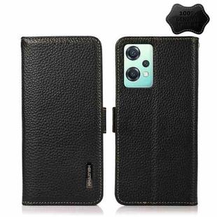 For OnePlus Nord CE 2 Lite 5G KHAZNEH Side-Magnetic Litchi Genuine Leather RFID Phone Case(Black)