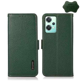 For OnePlus Nord CE 2 Lite 5G KHAZNEH Side-Magnetic Litchi Genuine Leather RFID Phone Case(Green)