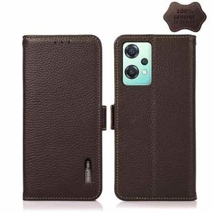 For OnePlus Nord CE 2 Lite 5G KHAZNEH Side-Magnetic Litchi Genuine Leather RFID Phone Case(Brown)