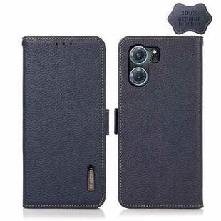 For OPPO K10 5G KHAZNEH Side-Magnetic Litchi Genuine Leather RFID Phone Case(Blue)