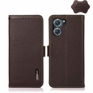 For OPPO K10 5G KHAZNEH Side-Magnetic Litchi Genuine Leather RFID Phone Case(Brown)