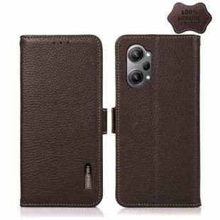 For OPPO K10 Pro 5G KHAZNEH Side-Magnetic Litchi Genuine Leather RFID Phone Case(Brown)