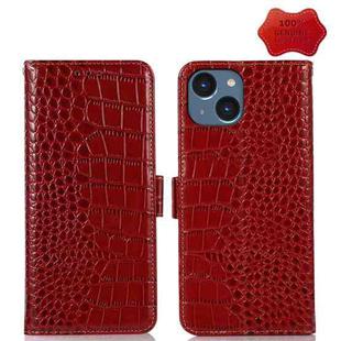 For iPhone 14 Crocodile Top Layer Cowhide Leather Phone Case (Red)