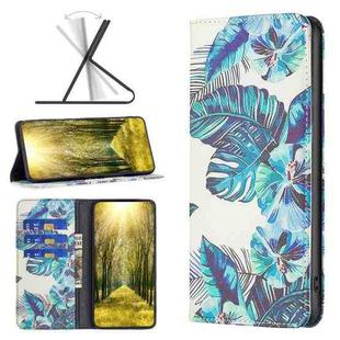 For Xiaomi 12 Lite Invisible Magnetic Painted Leather Phone Case(Blue Leaves)