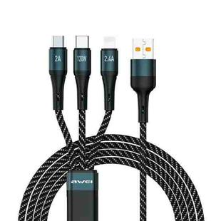 awei CL-972 Type-C / USB-C + 8 Pin + Micro USB 3 In 1 Fast Charging Data Cable, Length: 1.2m(Black)