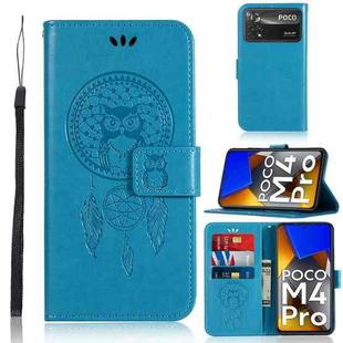 For Xiaomi Poco M4 Pro 4G Wind Chime Owl Embossing Pattern Horizontal Flip Leather Phone Case(Blue)