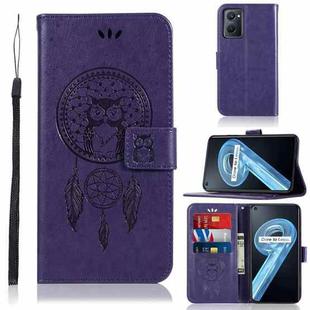 For OPPO Realme 9i Wind Chime Owl Embossing Pattern Horizontal Flip Leather Phone Case(Purple)