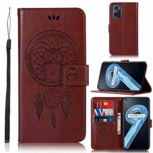 For OPPO Realme 9i Wind Chime Owl Embossing Pattern Horizontal Flip Leather Phone Case(Brown)