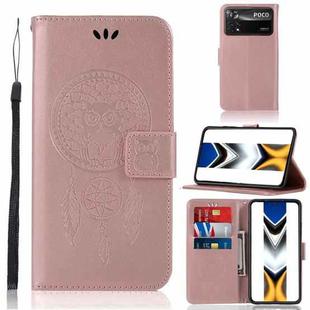 For Xiaomi Poco X4 Pro 5G Wind Chime Owl Embossing Pattern Horizontal Flip Leather Phone Case(Rose Gold)