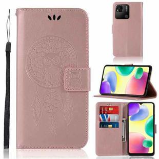 For Xiaomi Redmi 10A Wind Chime Owl Embossing Pattern Horizontal Flip Leather Phone Case(Rose Gold)