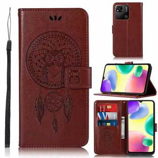 For Xiaomi Redmi 10A Wind Chime Owl Embossing Pattern Horizontal Flip Leather Phone Case(Brown)
