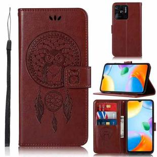 For Xiaomi Redmi 10C 4G Wind Chime Owl Embossing Pattern Horizontal Flip Leather Phone Case(Brown)