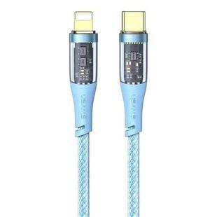 USAMS US-SJ573 Icy Series 1.2m Type-C to 8 Pin PD 20W Aluminum Alloy Data Cable(Blue)