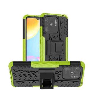 For Xiaomi Redmi 10C 4G Global Tire Texture TPU + PC Phone Case with Holder(Green)