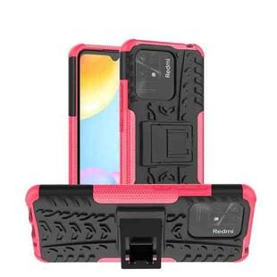 For Xiaomi Redmi 10C 4G Global Tire Texture TPU + PC Phone Case with Holder(Pink)