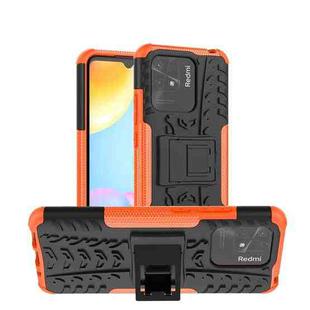 For Xiaomi Redmi 10C 4G Global Tire Texture TPU + PC Phone Case with Holder(Orange)