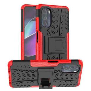 For Motorola Moto G 5G 2022 Tire Texture TPU + PC Phone Case with Holder(Red)