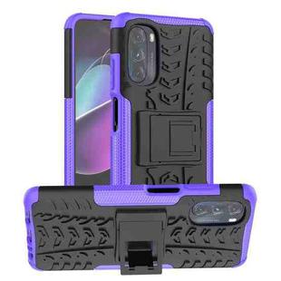 For Motorola Moto G 5G 2022 Tire Texture TPU + PC Phone Case with Holder(Purple)