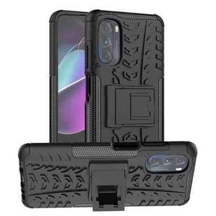 For Motorola Moto G 5G 2022 Tire Texture TPU + PC Phone Case with Holder(Black)
