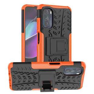 For Motorola Moto G 5G 2022 Tire Texture TPU + PC Phone Case with Holder(Orange)