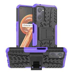 For OPPO Realme 9i Tire Texture TPU + PC Phone Case with Holder(Purple)