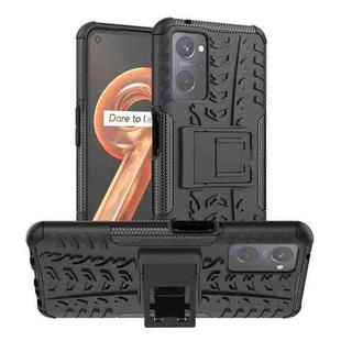 For OPPO Realme 9i Tire Texture TPU + PC Phone Case with Holder(Black)