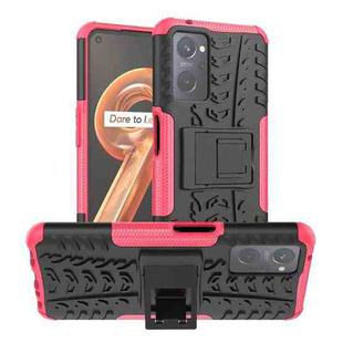 For OPPO Realme 9i Tire Texture TPU + PC Phone Case with Holder(Pink)