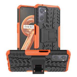 For OPPO Realme 9i Tire Texture TPU + PC Phone Case with Holder(Orange)