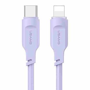 USAMS US-SJ566 Lithe Series 1.2m Type-C to 8 Pin PD 20W Fast Charging Cable with Light(Purple)